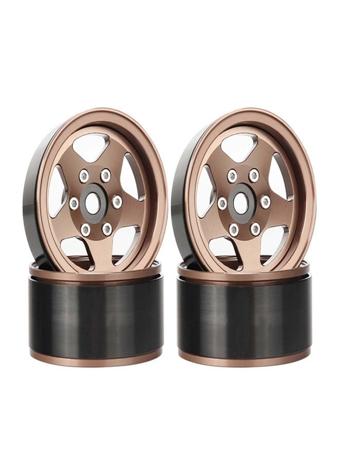 LAFEINA 1.55 inch Beadlock Wheels +2.8mm/-4.4mm Adjustable Offset Rims for 1/10 1/12 RC Crawler Car LC70 LC80 JIMNY (5-Spoke, Bronze) - Image 5